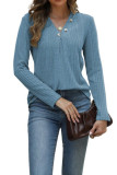 V-Neck Frosted Pit Stripe Solid Color T-Shirt