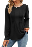 Solid Color Round Neck Long Sleeved T-Shirt