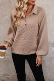 Waffle Lapel Long Sleeved Pocket Hoodie
