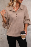 Waffle Lapel Long Sleeved Pocket Hoodie