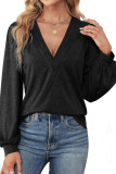V-Neck Casual Lantern Long Sleeved Shirt