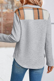 Solid Color Plaid Lapel Long Sleeved Hoodie