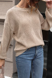 Diamond Printed Solid Color Round Neck Sweater