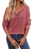 Loose Casual Long Sleeved Button T-Shirt