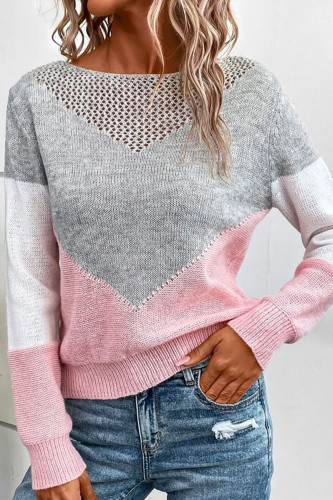 Hollow Slim Fit Long Sleeved Knitted Sweater