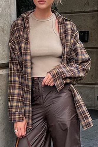 Retro Plaid Printed Loose Long Sleeve Shirt
