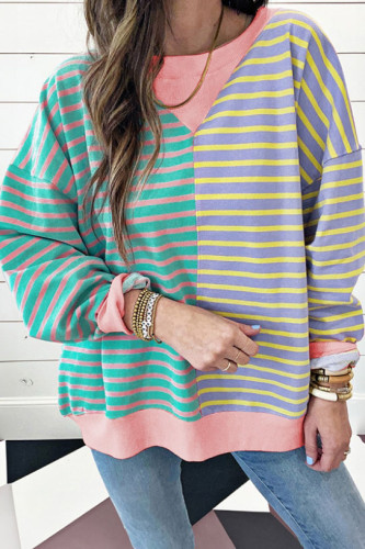 Contrast Striped Long Sleeved Sweatshirt