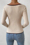 V-Neck Knitted Slim Fit Slimming Base Shirt