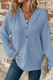 Waffle V-Neck Long Sleeved Knitted Sweatshirt