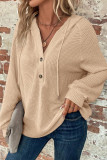 Waffle V-Neck Long Sleeved Knitted Sweatshirt