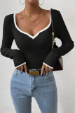 V-Neck Knitted Slim Fit Slimming Base Shirt