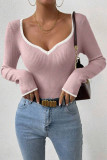 V-Neck Knitted Slim Fit Slimming Base Shirt