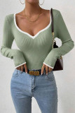 V-Neck Knitted Slim Fit Slimming Base Shirt
