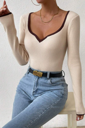 V-Neck Knitted Slim Fit Slimming Base Shirt