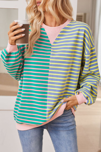 Contrast Striped Long Sleeved Sweatshirt