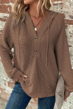 Waffle V-Neck Long Sleeved Knitted Sweatshirt
