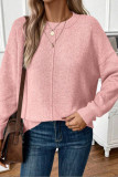 Solid Color Knitted Crewneck Sweater