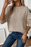 Solid Color Knitted Crewneck Sweater