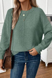Solid Color Knitted Crewneck Sweater