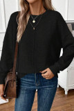 Solid Color Knitted Crewneck Sweater