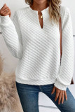 Solid Color V-Neck Textured Sweatshirt