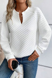 Solid Color V-Neck Textured Sweatshirt