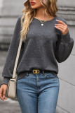 Solid Color Long Sleeved Round Neck Sweatshirt