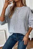 Solid Color Knitted Crewneck Sweater