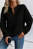 Solid Color V-Neck Textured Sweatshirt