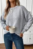 Solid Color Knitted Crewneck Sweater