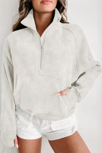 Versatile Stand Up Collar Long Sleeved Loose Hoodie