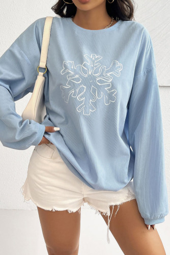 Round Neck Loose Thread Printed Hoodie