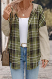 Plaid Color Block Hooded Cardigan Shirt