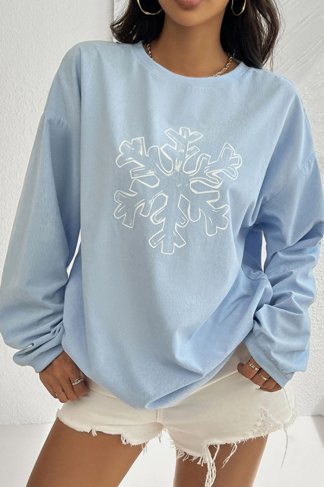 Round Neck Loose Thread Printed Hoodie