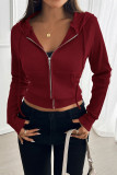 Zipper Long Sleeve Cardigan Hooded Jacket