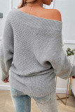 Solid Color Off Shoulder Pearl Sweater