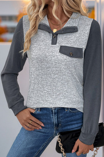 Color Block Zipper Lapel Sweatshirts