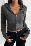 Zipper Long Sleeve Cardigan Hooded Jacket