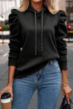 Lapel Hooded Solid Color Long Sleeved Sweatshirt