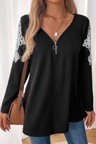 Versatile Lace Patchwork Long Sleeved T-Shirt