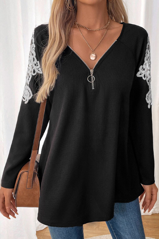 Versatile Lace Patchwork Long Sleeved T-Shirt
