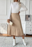 Commuter Versatile Solid Color Pleated Skirt
