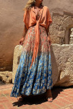 Printed Ruffle Edge Pendant Large Swing Skirt
