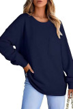 Solid Color Round Neck Knitted Long Sleeved Shirt