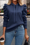 Lapel Hooded Solid Color Long Sleeved Sweatshirt