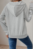 Printed Long Sleeved Solid Color Hooded Sweatshir