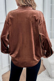 Velvet Lapel Long Sleeved Cardigan Shirt