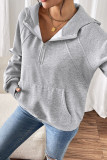 Solid Color Velvet Long Sleeved Casual Hoodie