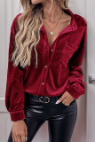 Velvet Lapel Long Sleeved Cardigan Shirt