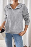 Solid Color Velvet Long Sleeved Casual Hoodie